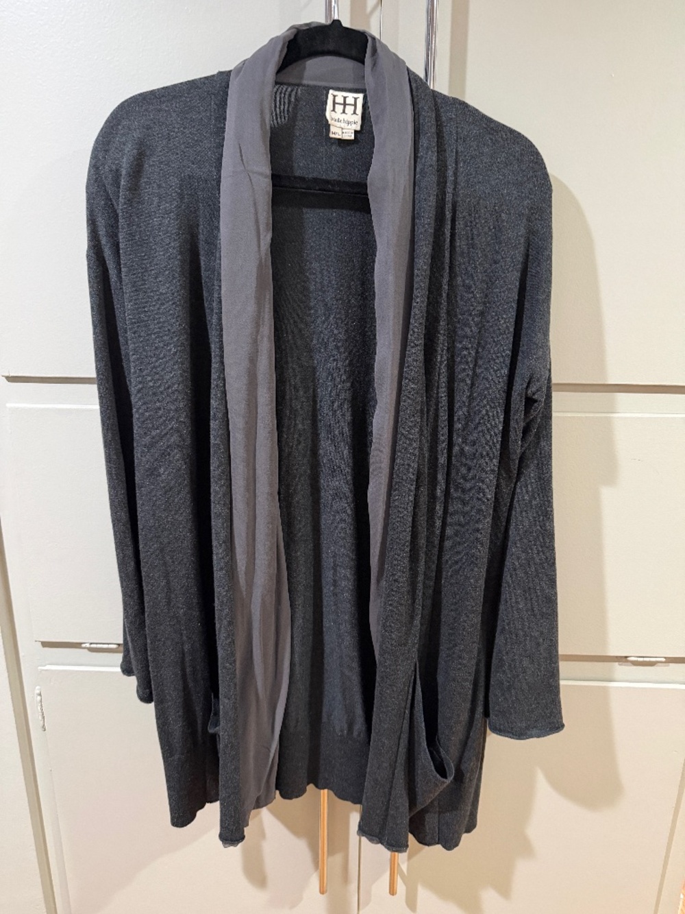 Haute Hippie Open Front Cardigan Gray Draped Lightweight Size M/L